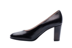 Black 7.5cm block heel. Corporate heels for professional women and airline cabin crew