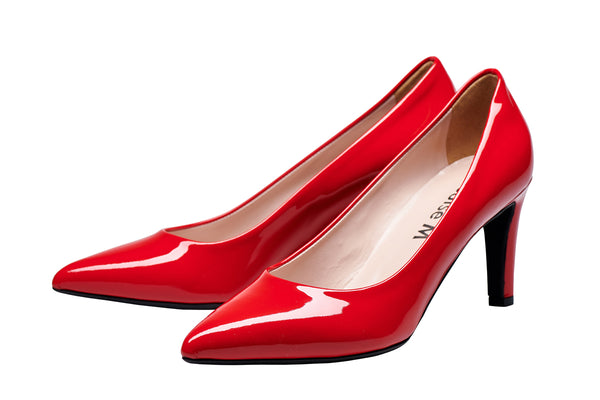 Louise M Point Toe Court - Red Patent